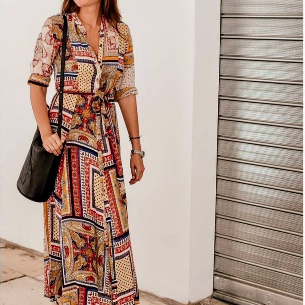 ZARA BOHO Chiffon Maxi Dress Size Small EUC Mint!